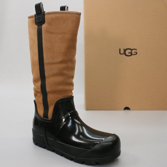 UGG Shoes - UGGS Ladies 8 Raincloud Tall Waterproof Chestnut Lined Rubber Rain Boots 1133991